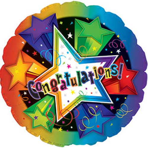 Congratulations 3D Stars Foil Balloons