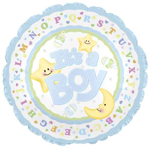 It's A Boy Moon & Stars Foil Balloons