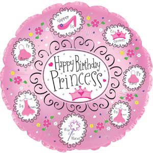 Birthday Princess Pink Foil Balloons