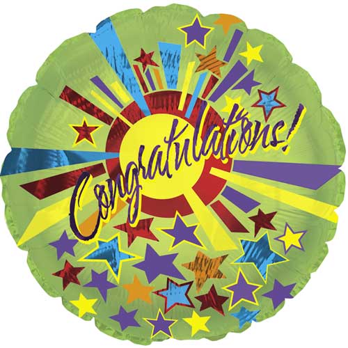 Congrats Star Burst Foil Balloons