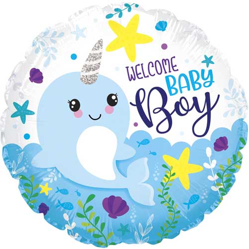 Baby Boy Narwhal Foil Balloons