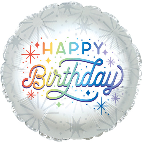 HBD Retro Rainbow Foil Balloons