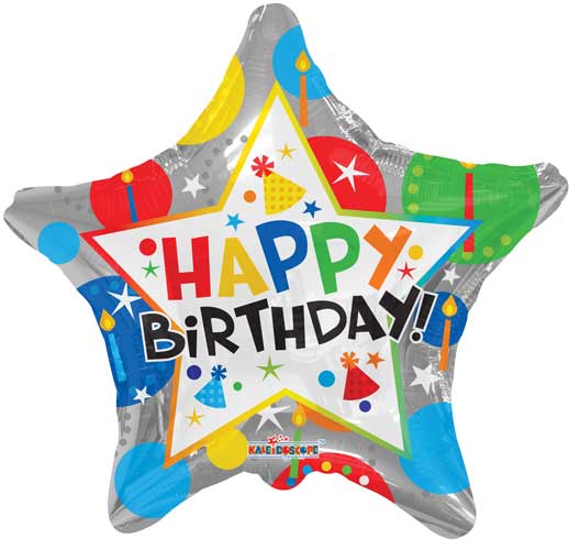 Birthday Silver Star Foil Balloons