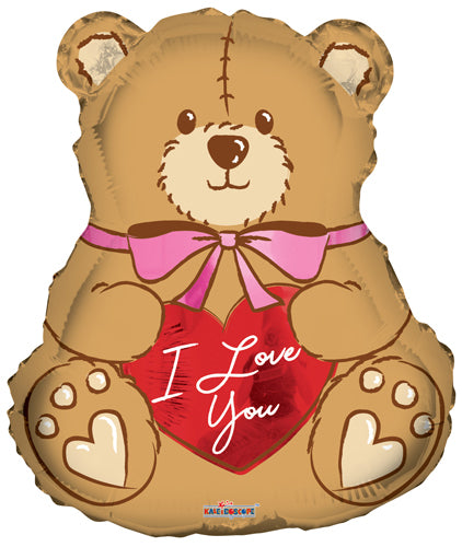 I Love You Bear With Bow Foil Balloons