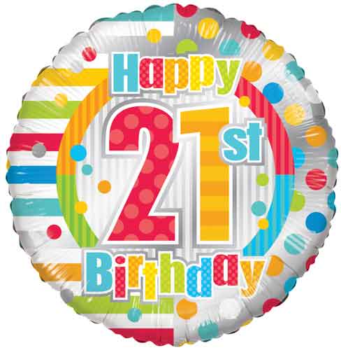 21st Birthday Dots & Lines Foil Balloons