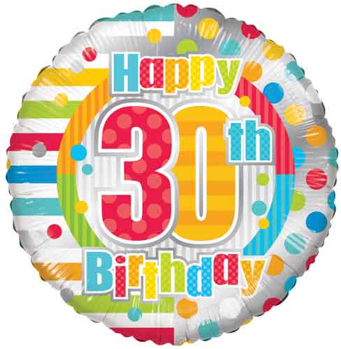 30th Birthday Dots & Lines Foil Balloons
