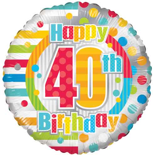 40th Birthday Dots & Lines Foil Balloons
