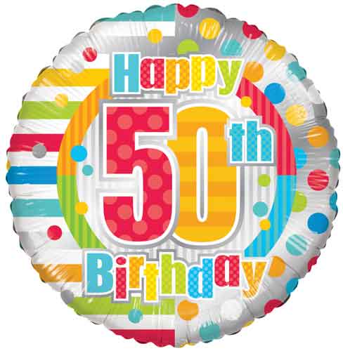 50th Birthday Dots & Lines Foil Balloons