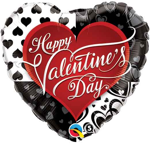 Valentine Black Hearts Foil Balloons