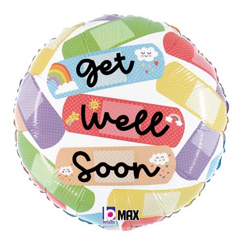 Cheerful Get Well Bandaids Foil Balloons