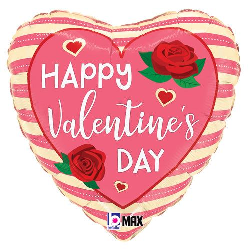 Rose Stripes Valentine Foil Balloons