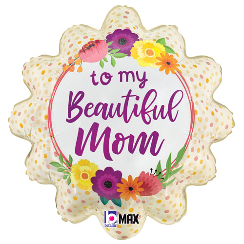 Satin Beautiful Mom Flowers Foil Balloons