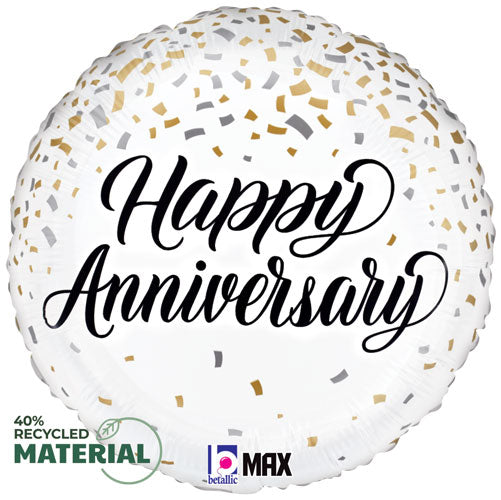 Anniversary Metallic Confetti Foil Balloon