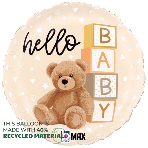 Hello Baby Teddy Bear Foil Balloons