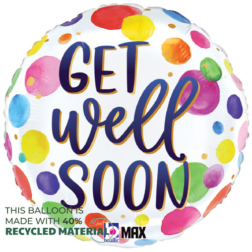 Get Well Watercolor Dots Foil Balloons