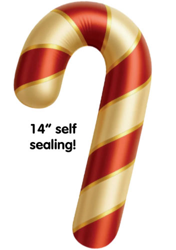 Candy Cane Red and Gold Self Sealing 14" Mini Shape