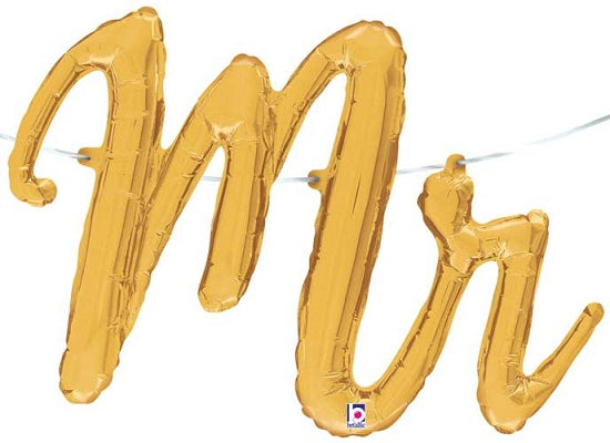 'Mr' Gold Script Balloon