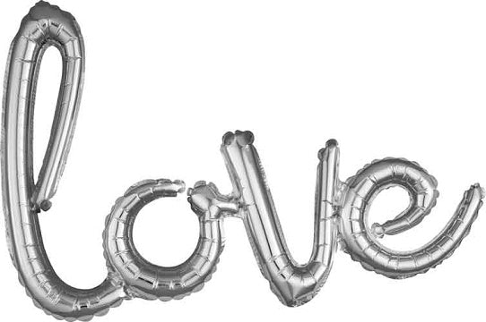 'love' Silver Script Balloon