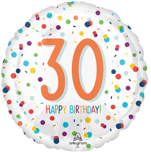 Confetti Happy 30th Birthday Foil Balloons