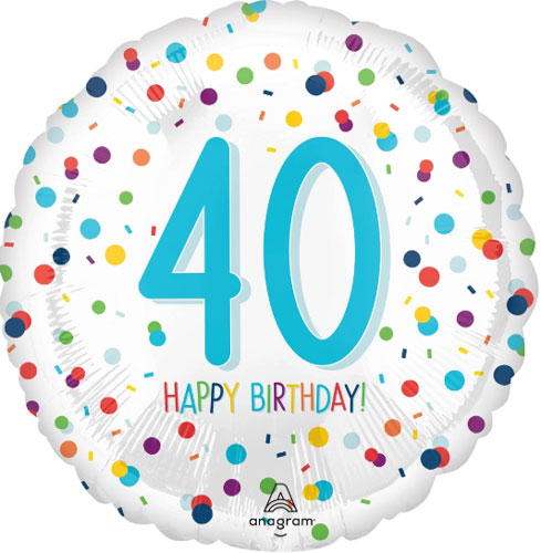 Confetti Happy 40th Birthday Foil Balloons