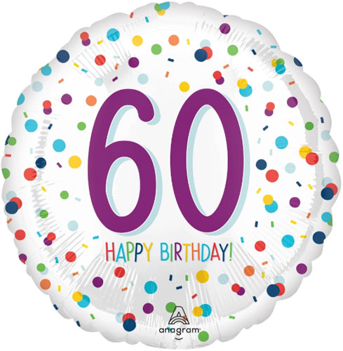 Confetti Happy 60th Birthday Foil Balloons