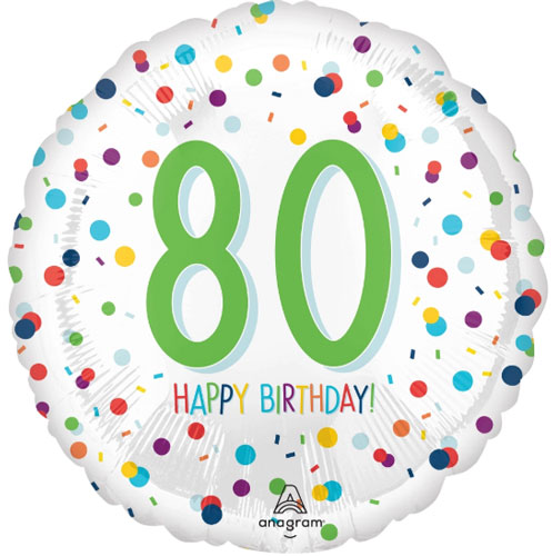 Confetti Happy 80th Birthday Foil Balloons