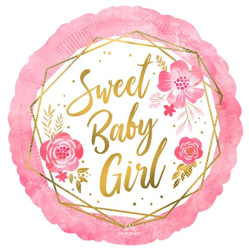Sweet Baby Girl Floral Geo Foil Balloons