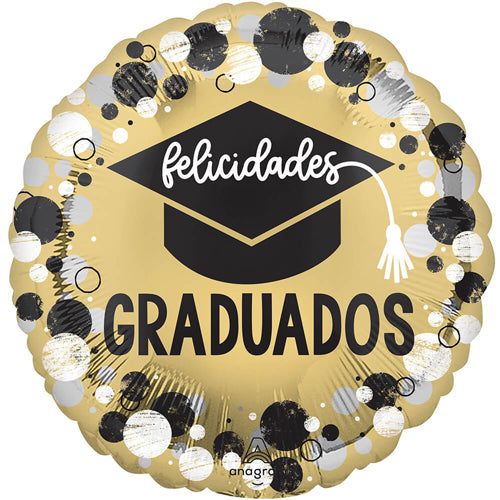 Felicidades Graduados Circles and Dots Foil Balloons