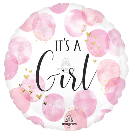 Baby Girl Pink Watercolor Foil Balloons