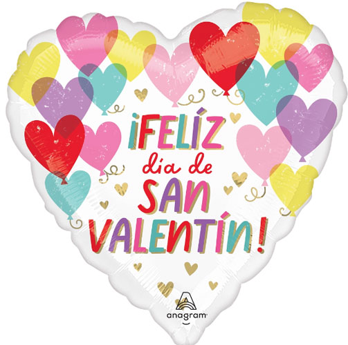 Hearts on Hearts Feliz dia de San Valentin Red Foil Balloons