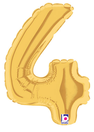 7 inch Gold Number 4 Megaloon Balloon
