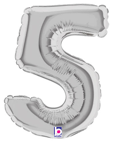 7 inch Silver Number 5 Megaloon Balloon