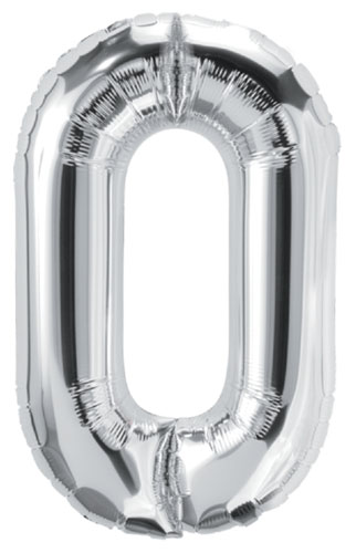 DecoNumber 0 Silver Balloon