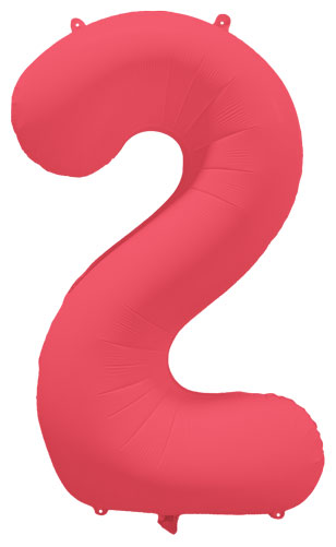 DecoNumber 2 Neon Red Balloon