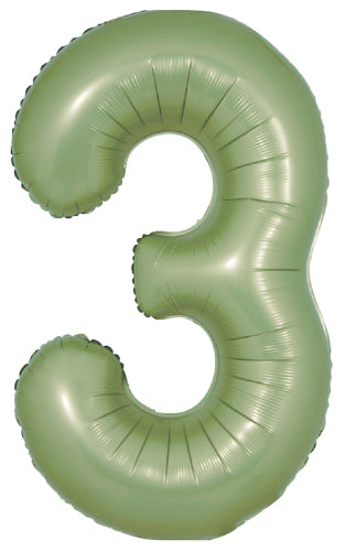 DecoNumber 3 Olive Green Balloon