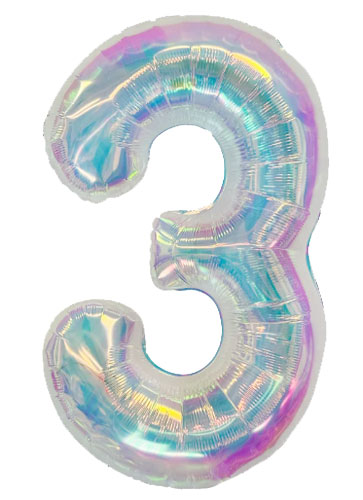 DecoNumber 3 Iridescent Balloon