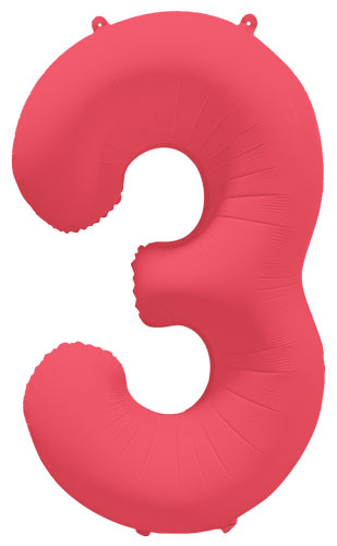 DecoNumber 3 Neon Red Balloon