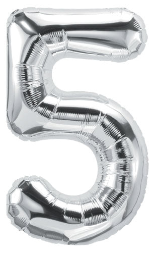 DecoNumber 5 Silver Balloon