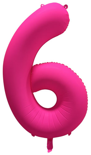 DecoNumber 6 Neon Pink Balloon