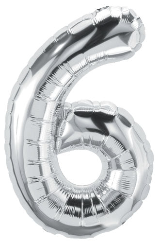 DecoNumber 6 Silver Balloon