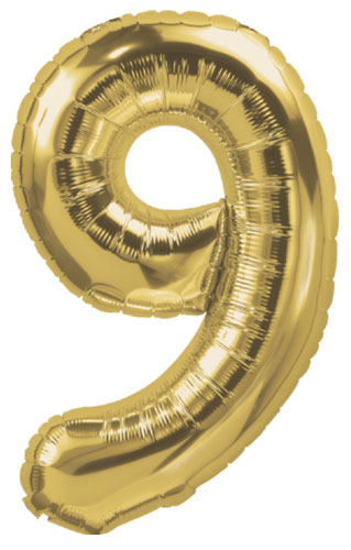 DecoNumber 9 Gold Balloon