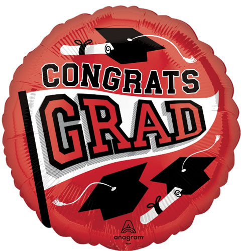 Grad School Colors Red Foil Balloons