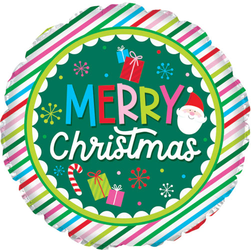 Christmas Stripes Foil Balloons