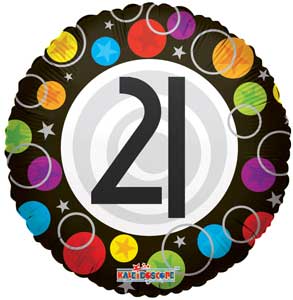 21st Birthday Dots Foil Balloons (single-sided)