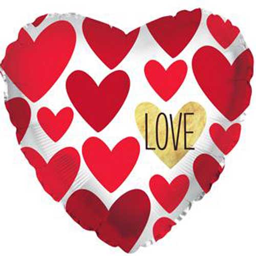 Love On A Gold Heart Foil Balloons
