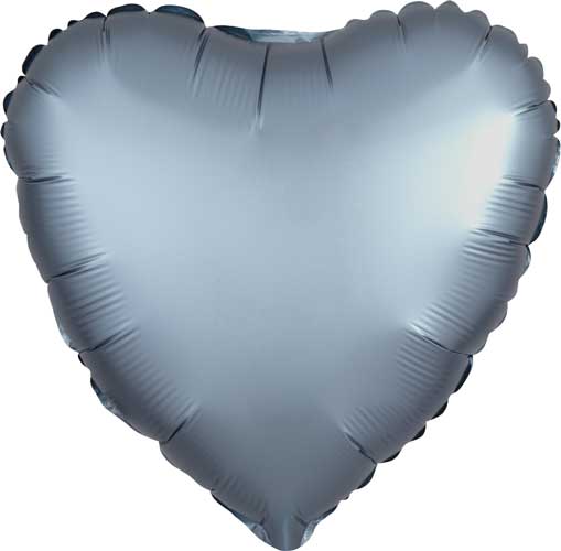 Steel Blue Satin Heart Foil Balloons