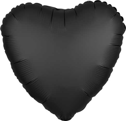 Onyx Satin Heart Foil Balloons