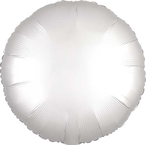 17 Inch White Satin Round Foil Balloons