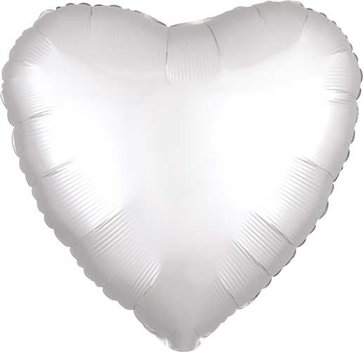White Satin Heart Foil Balloons