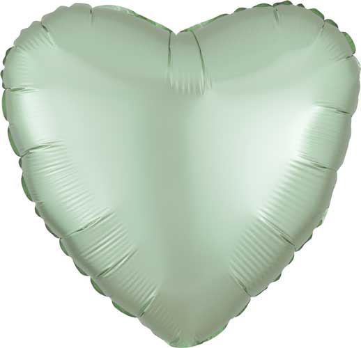 Mint Satin Heart Foil Balloons